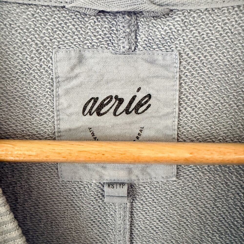 Aerie Distressed Lightweight Crewneck Sweatshirt Blue Oversized Women’s XS - Picture 4 of 6